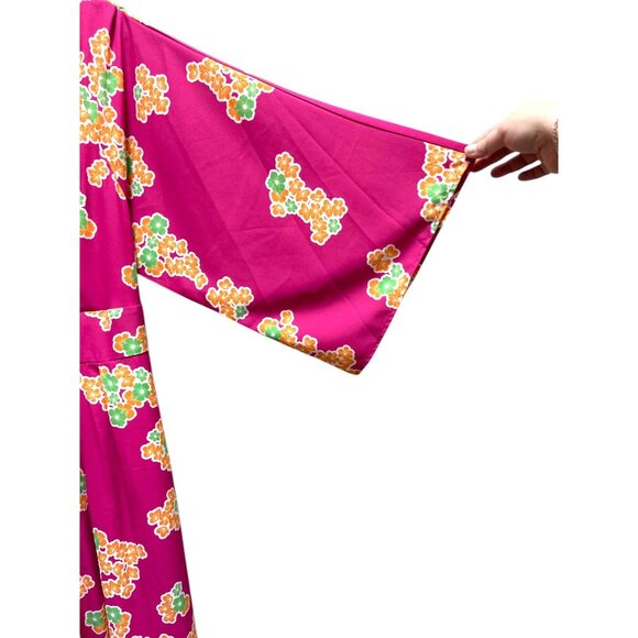 Eshakti Wayward Fancies Plunge Floral Print Crepe Maxi Dress Pink Size 16 Boho - Picture 10 of 15